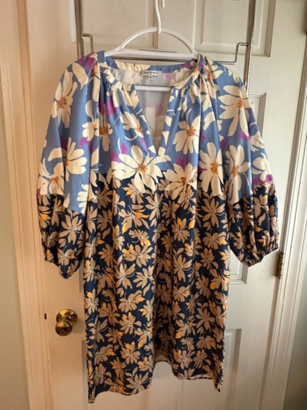 Patty Kim "Como" 3/4 sleeve Floral V-Neck dress - Size Small